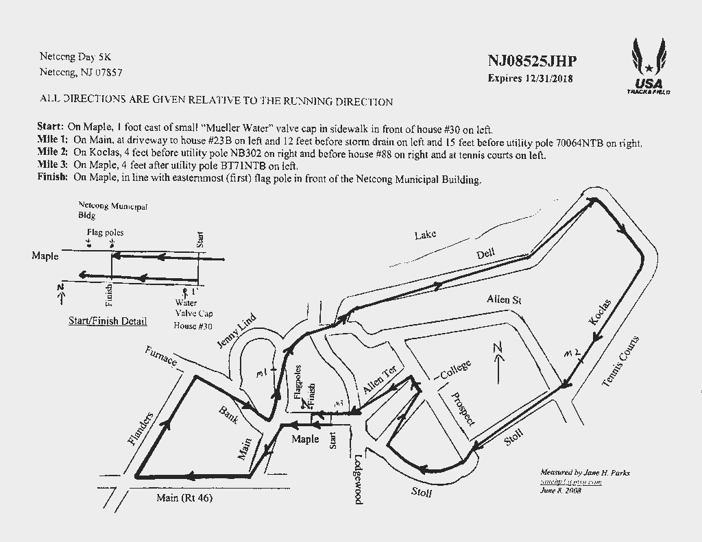 Netcong Day 5k Race Map
